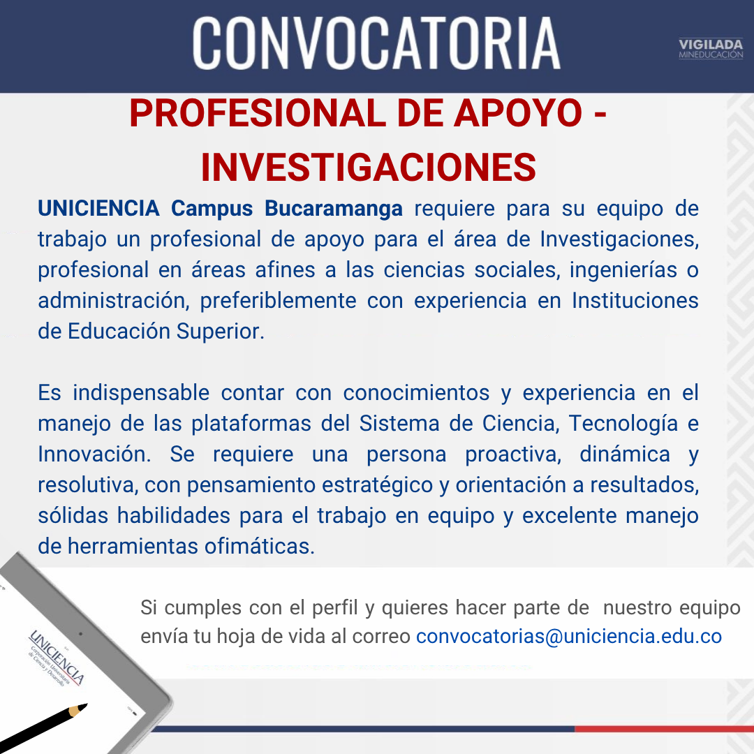 Convocatoria Profesional de Apoyo Investigaciones - Mayo 2026