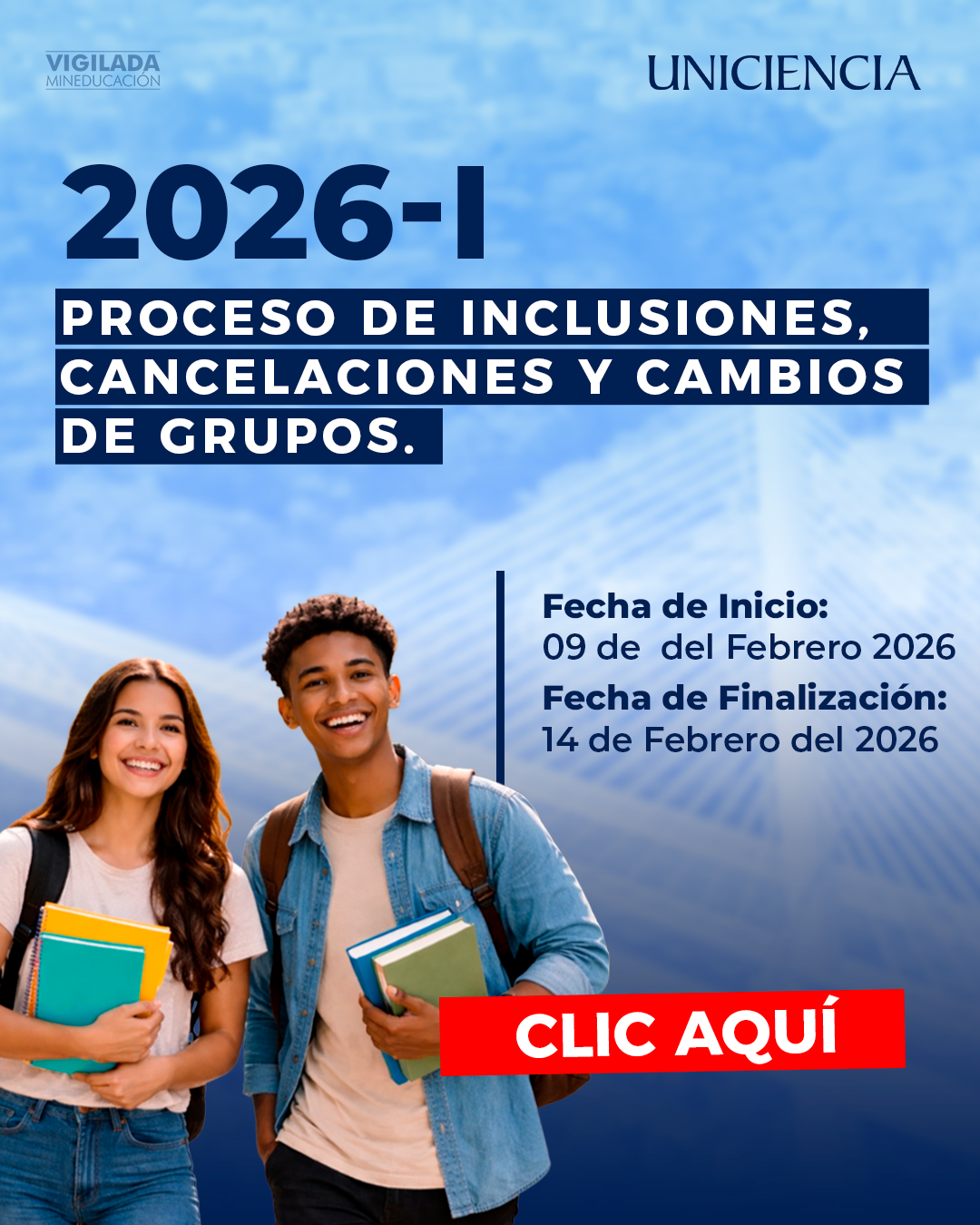 Proceso de inclusiones, cancelaciones y cambios de grupos | UNICIENCIA