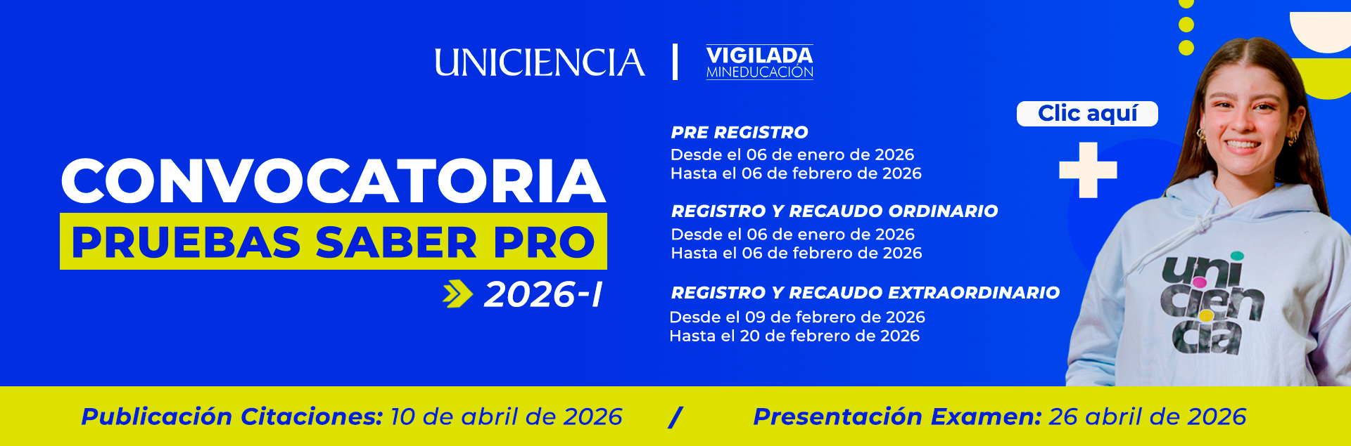 Convocatoria Pruebas Saber Pro 2026 | UNICIENCIA